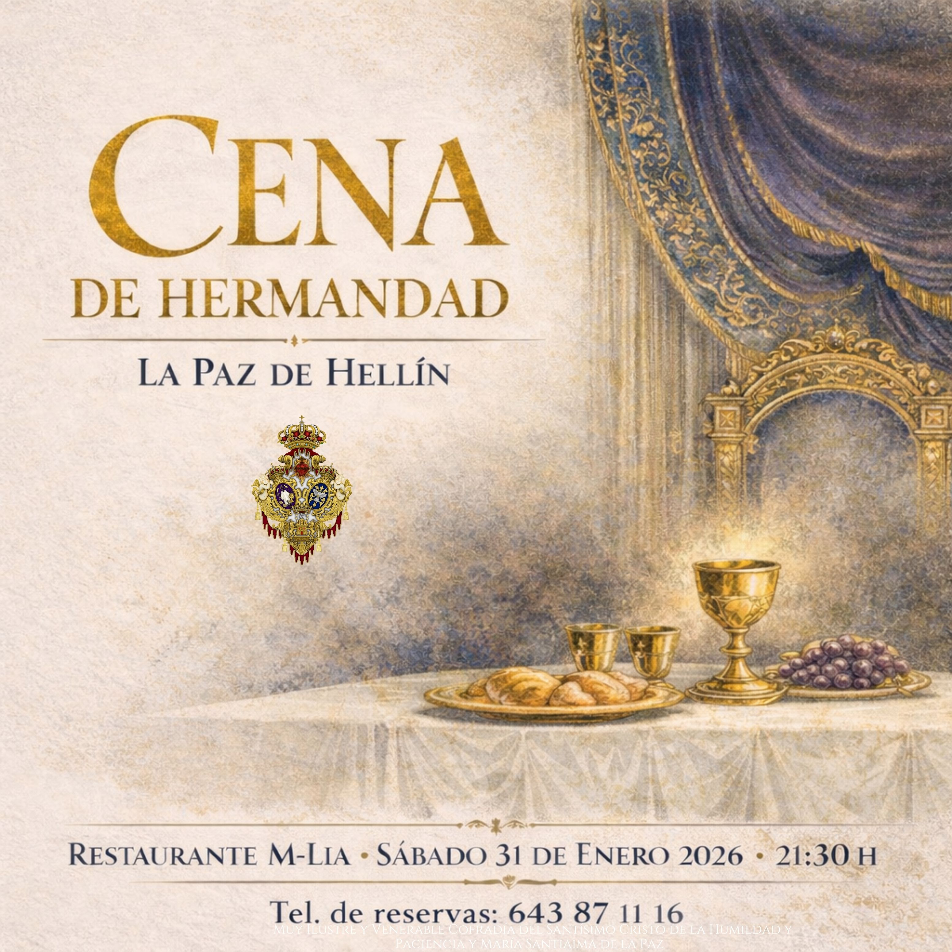 Confirmación CENA DE HERMANDAD  31 de Enero